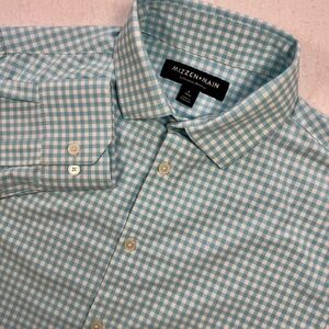 Mizzen+Main Leeward Trim Fit Men’s S Blue Gingham Stretch Shirt